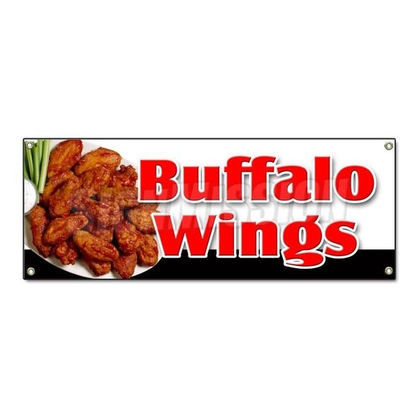 BUFFALO WINGS BANNER SIGN hot wings spicy bone wing sauce buffalo deep fried